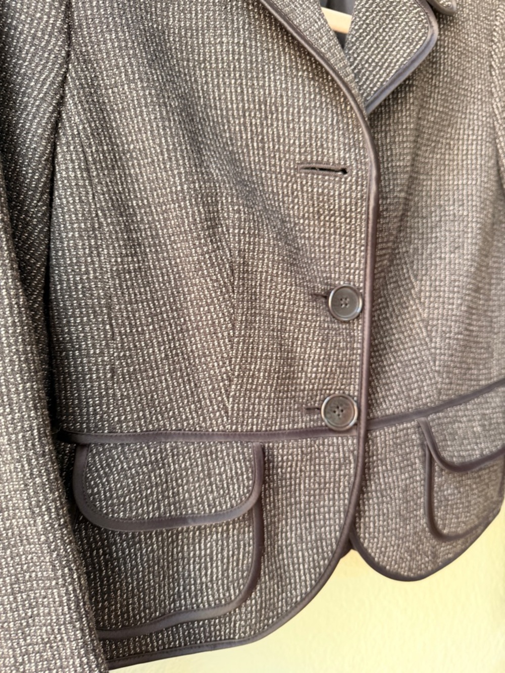 Ann Taylor Cropped Tweed Blazer Jacket Grey Tailored Peplum Fitted Office 2P - Picture 5 of 13